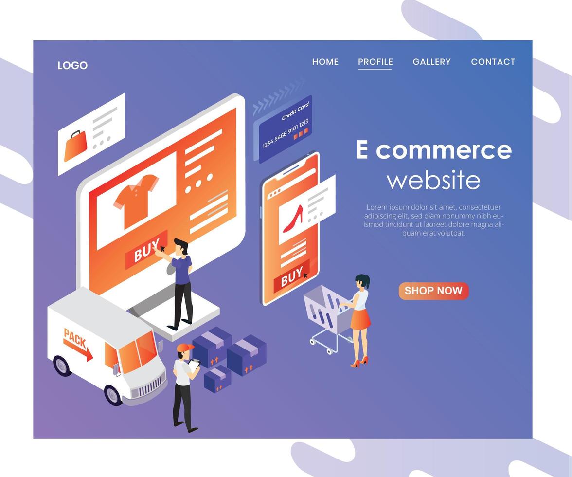 E commerce Website Isometric Design vector