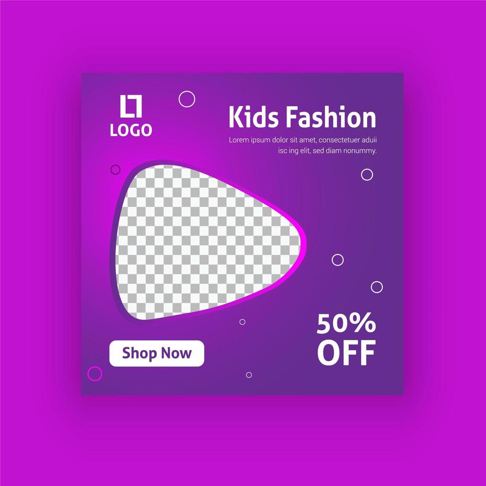 Kids fashion social media post template vector