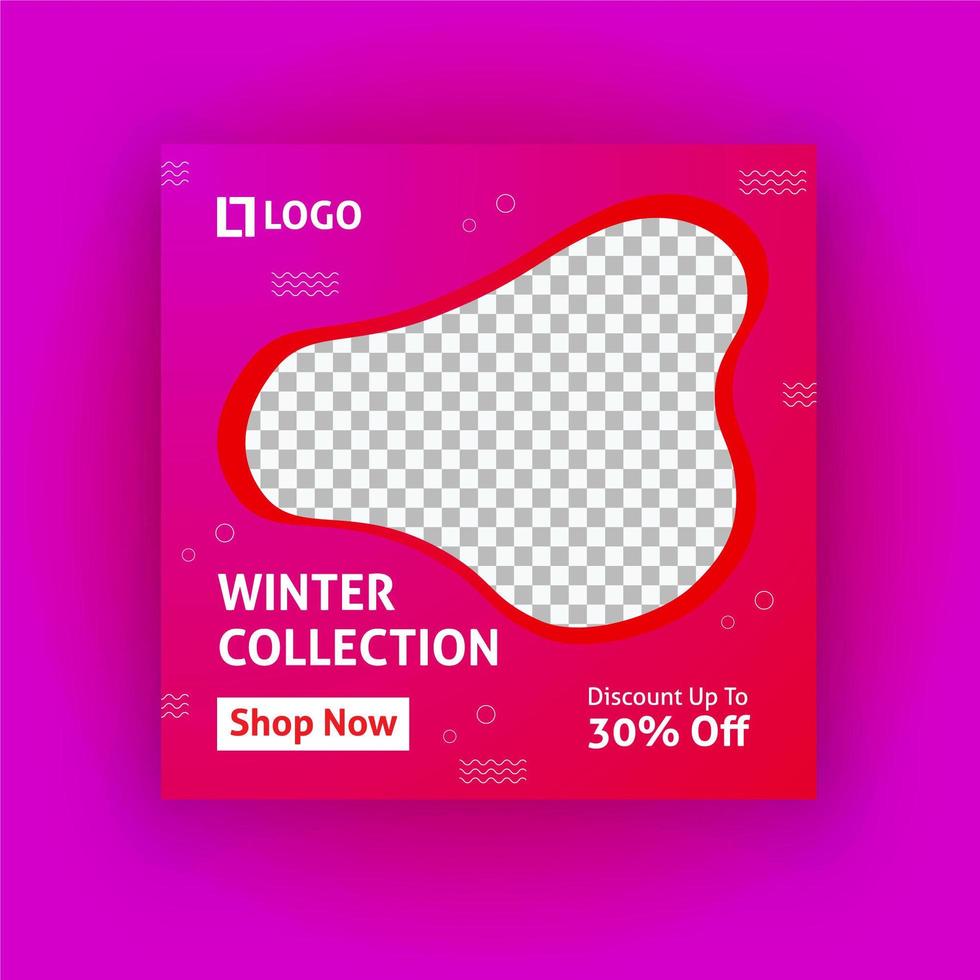 Winter collection social media post template vector