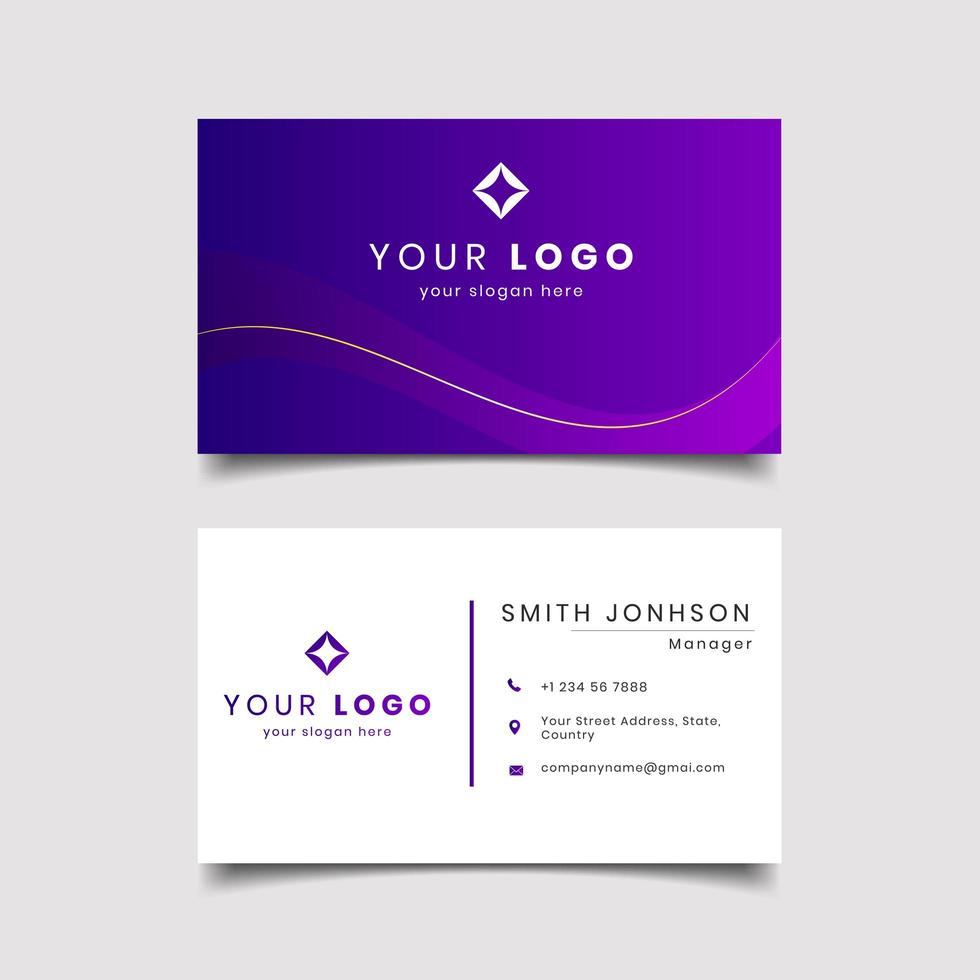 Violet gradient modern creative business card and name card vector