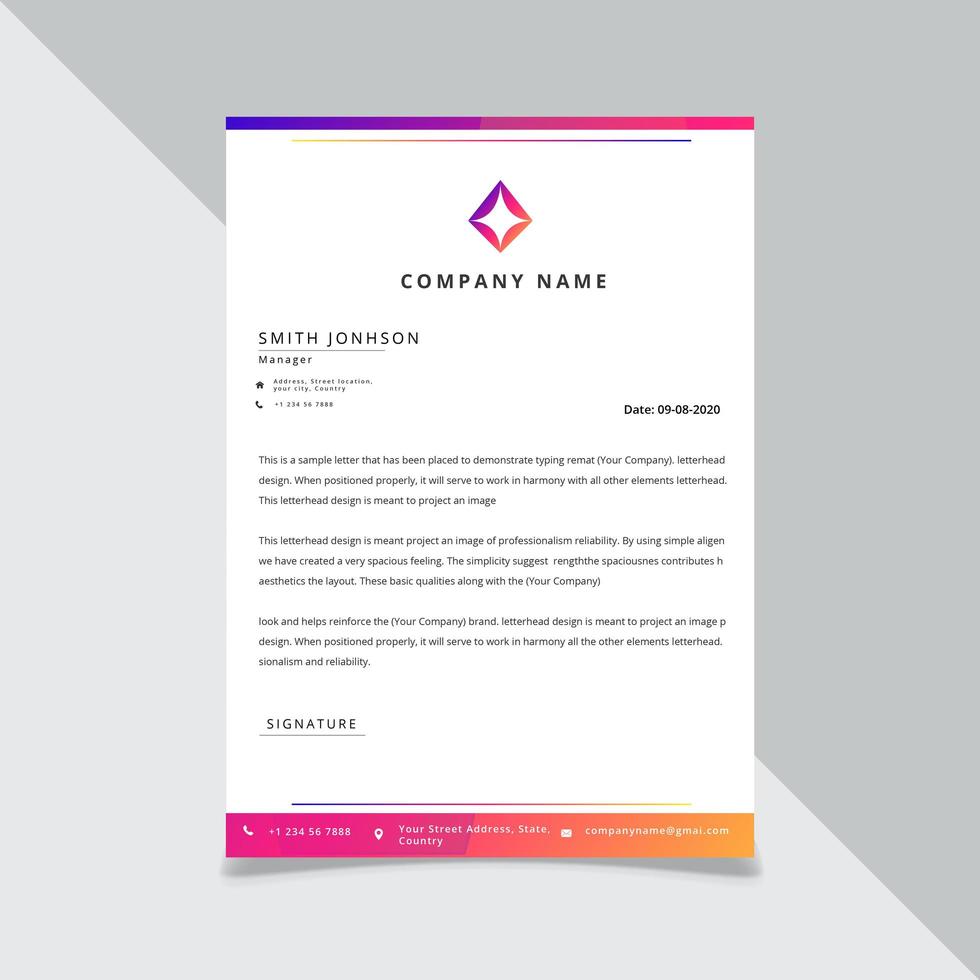 Gradient color Letterhead Design Template vector