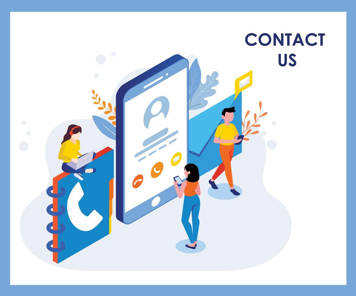 Contact us isometric concept design vector