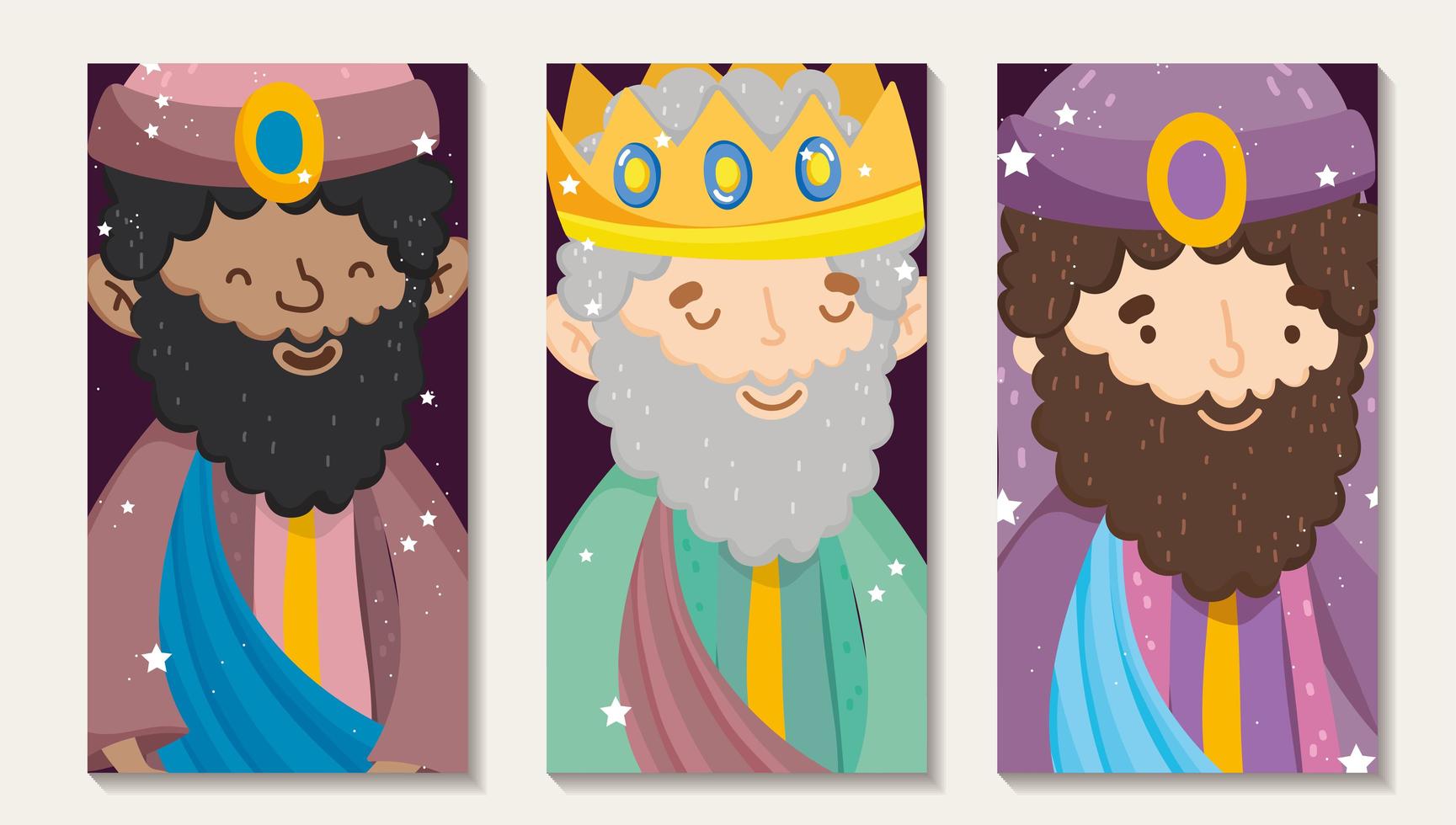 Merry Christmas and nativity poster set with the three magi vector