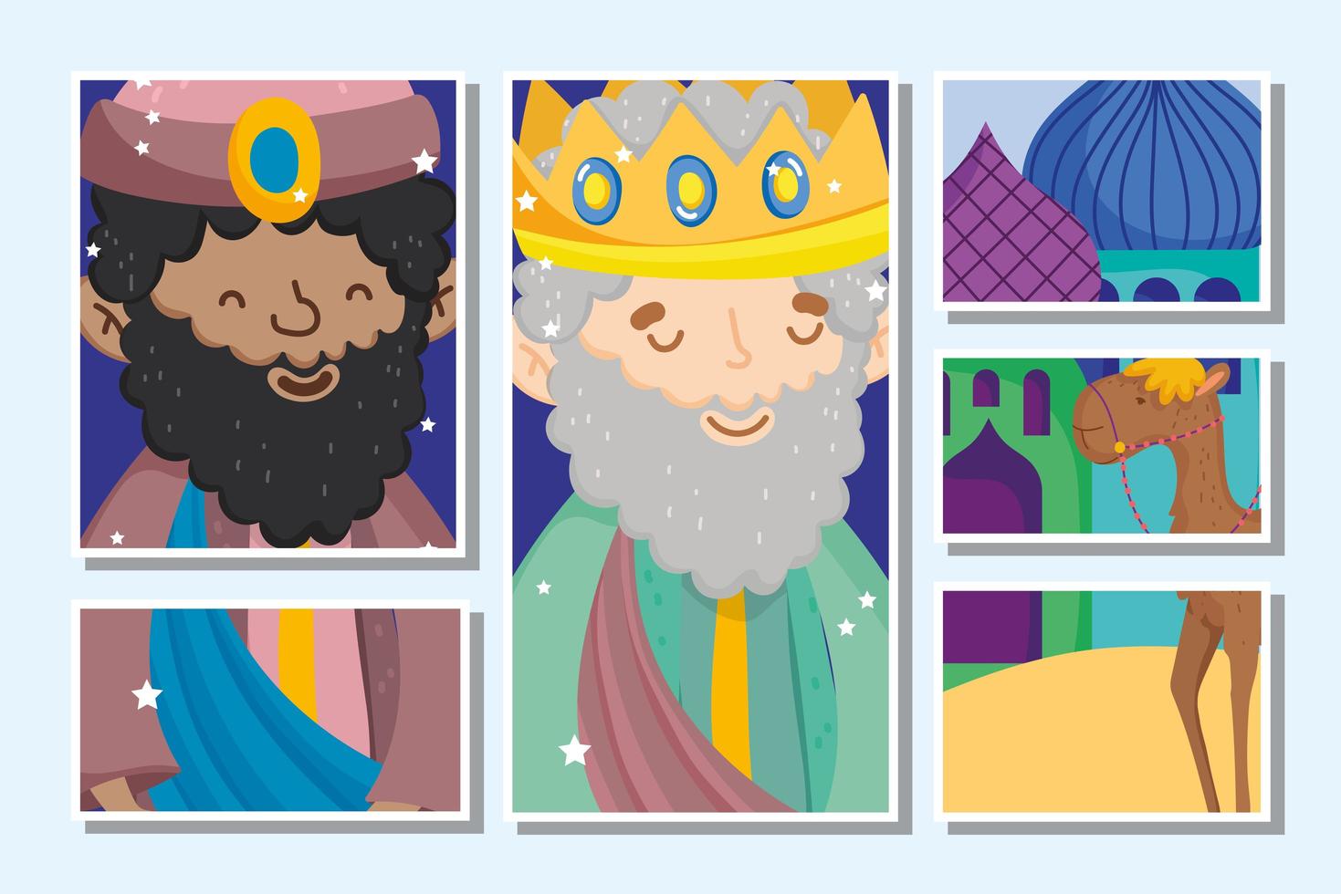 Merry Christmas and nativity card set vector