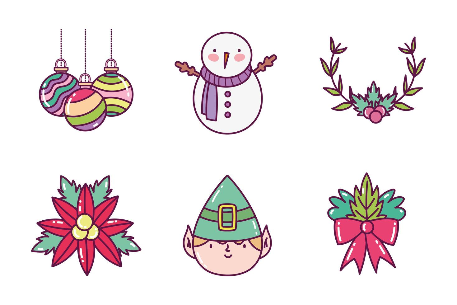 Merry Christmas icon set vector