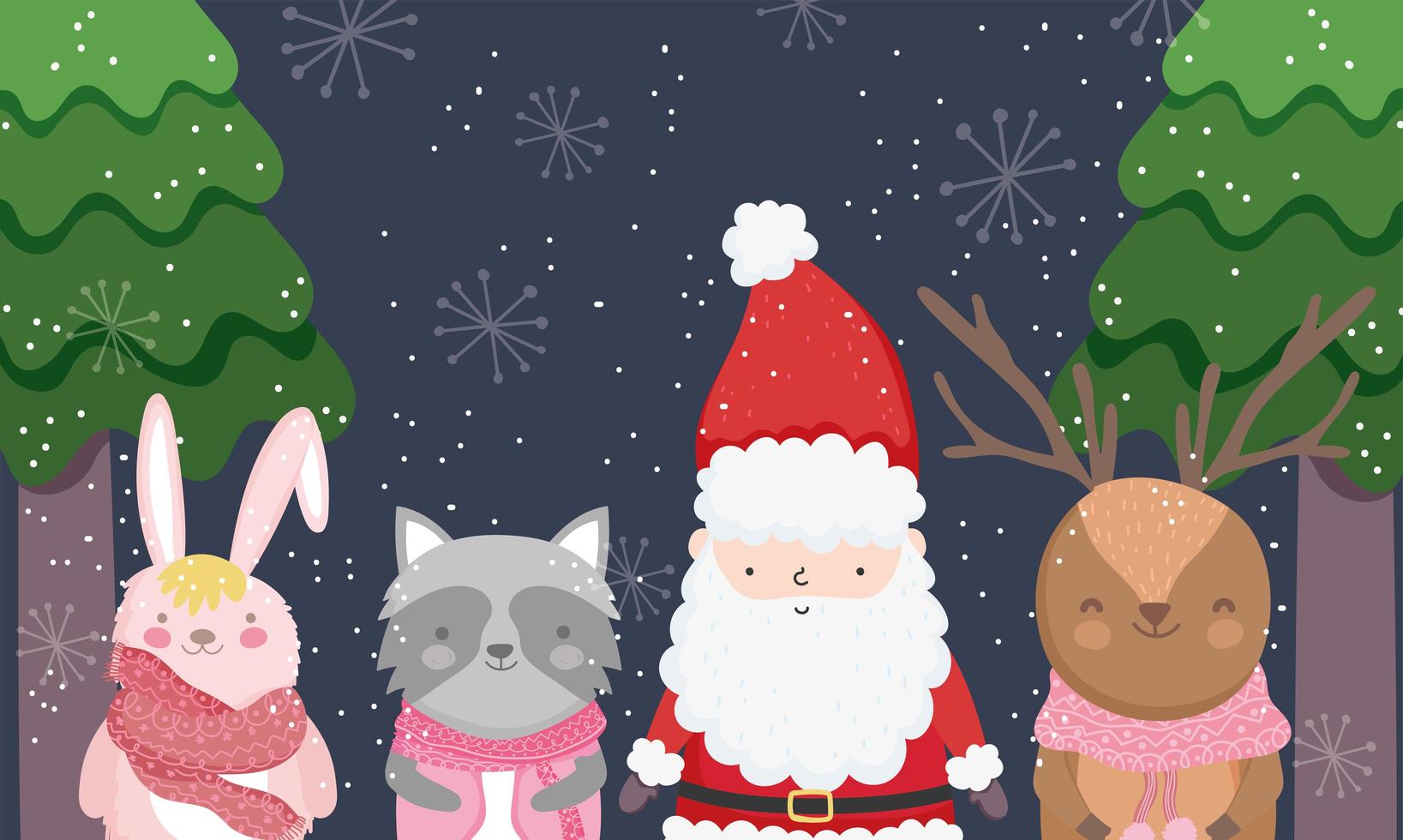 cartel de feliz navidad con personajes felices vector