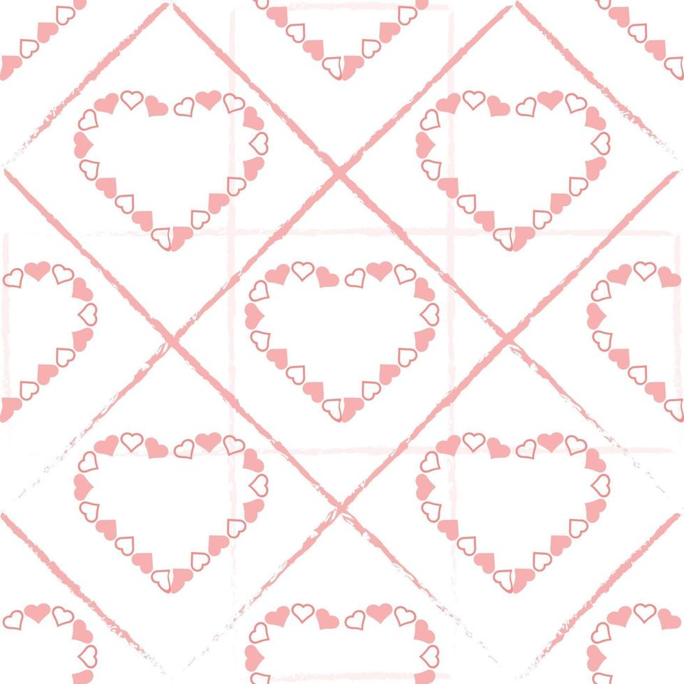 seamless valentine pattern background with pink heart frame vector