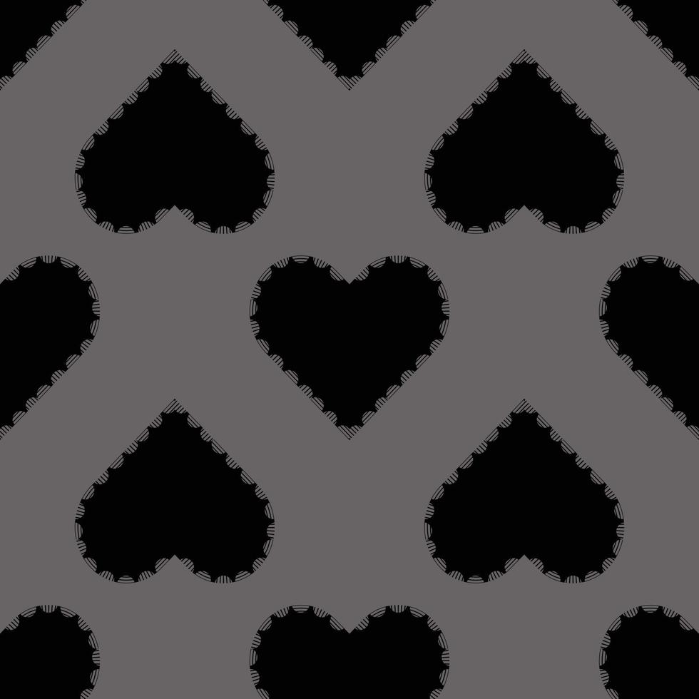 seamless valentine pattern background with black heart stamp vector