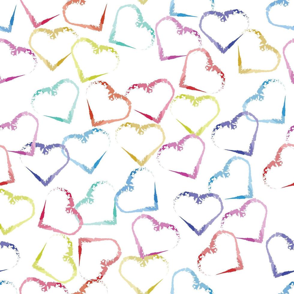 seamless valentine pattern background with multicolour heart shape stamp vector