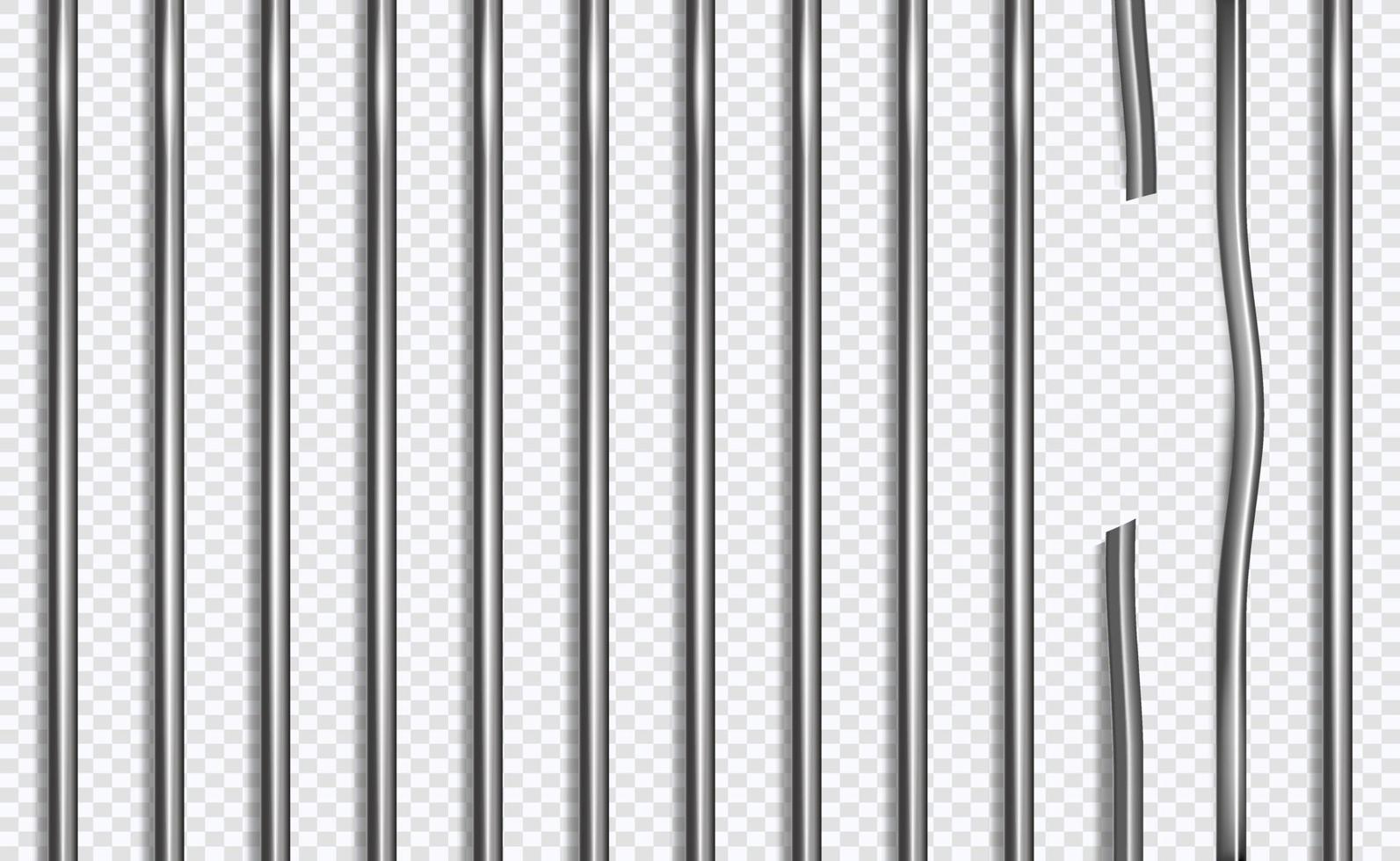 Broken jail bars in 3d style on isolated background. Vector illustration.