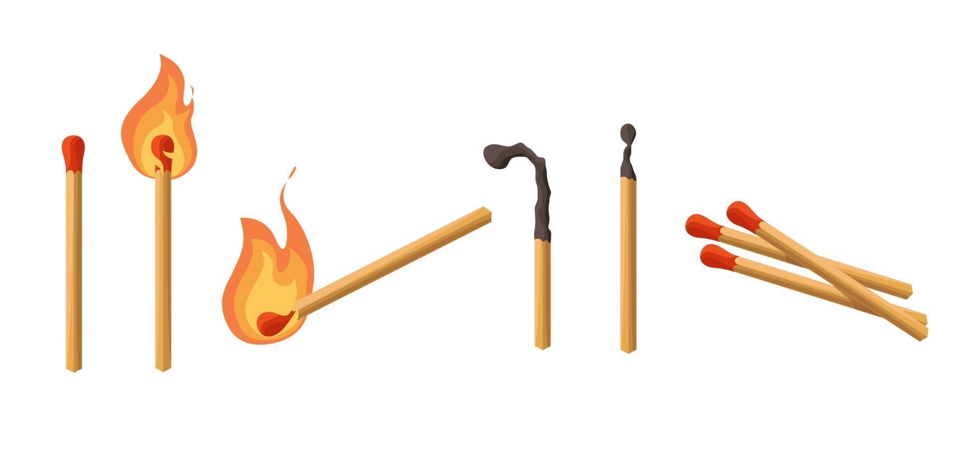 Matchsticks and fire Royalty Free Vector Image