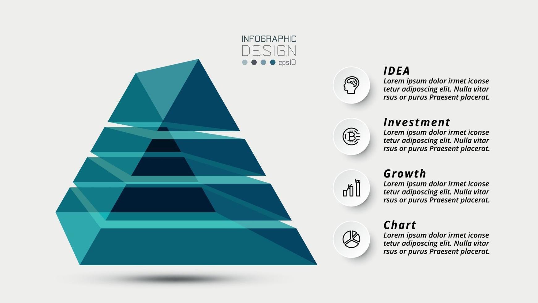 3D prism-shaped pyramid design for interesting presentations, can be used for advertising, communication design or research and education. vector