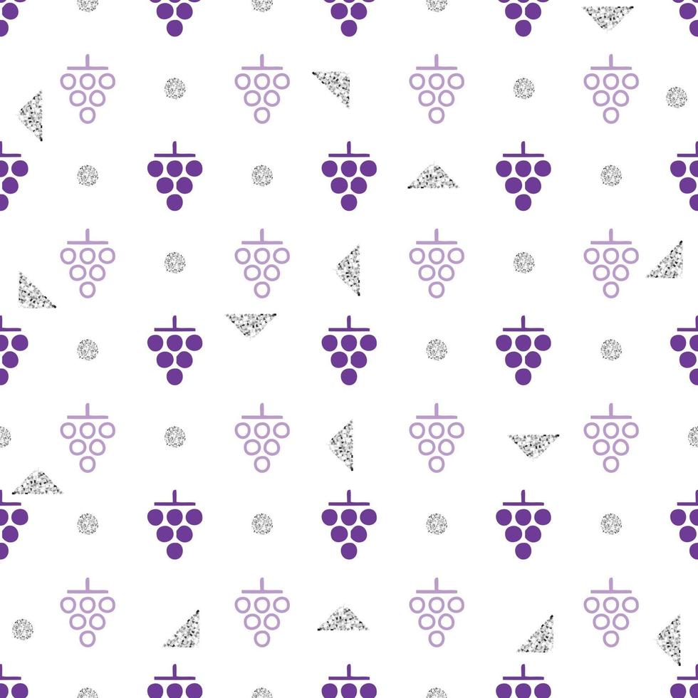 seamless purple grape with silver dot glitter pattern background vector