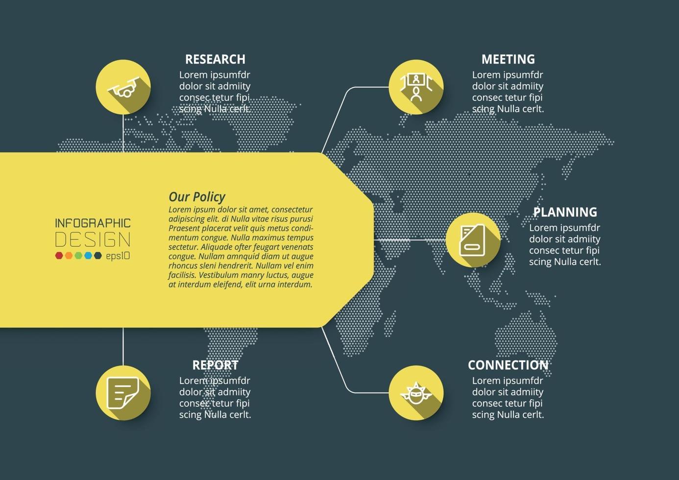 Business platform work process planning. Advertising media, marketing, presenting various works. vector