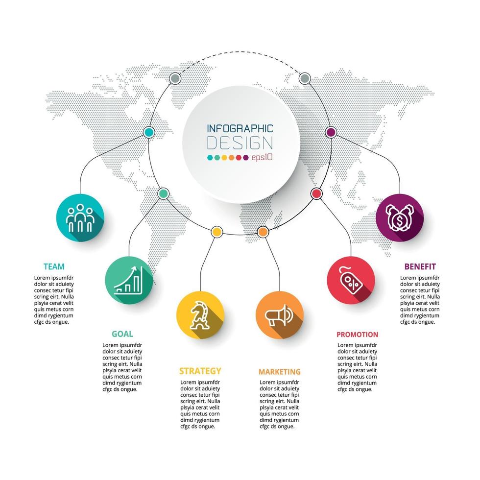 Circular working process for displaying results and business or educational reports for infographic design. vector