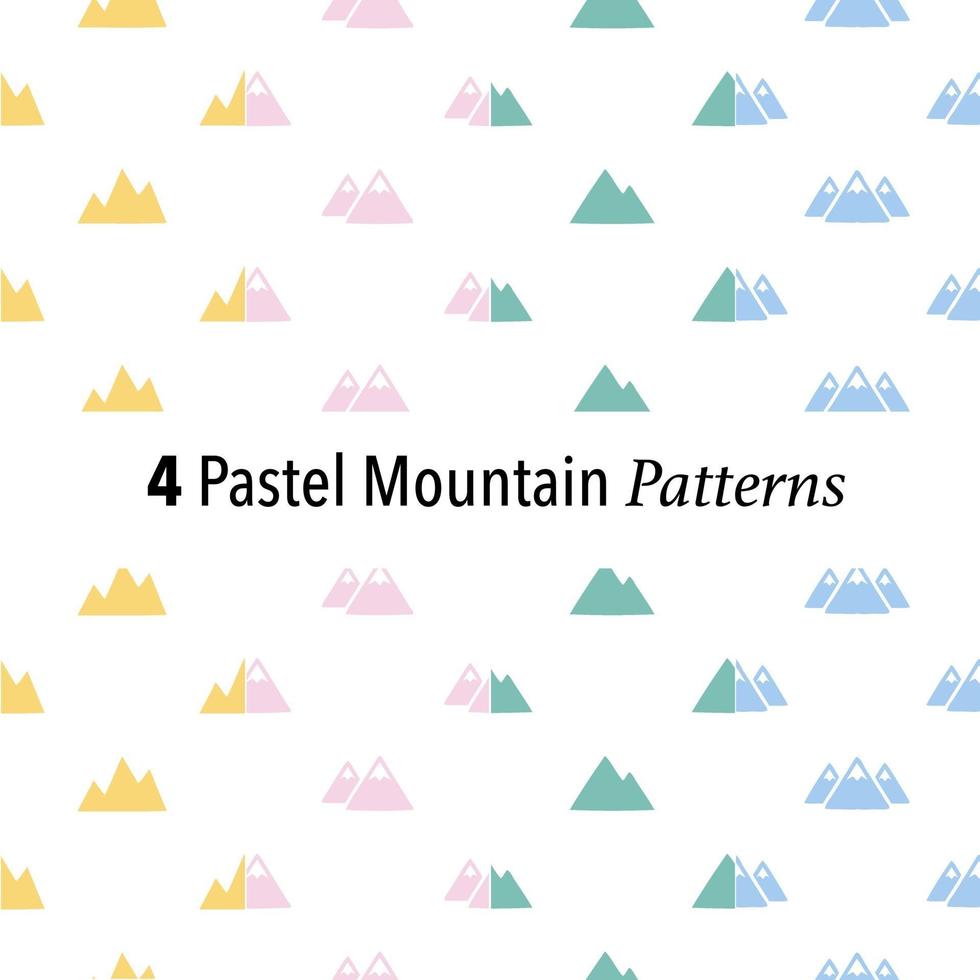 4 pastel mountain patterns vector