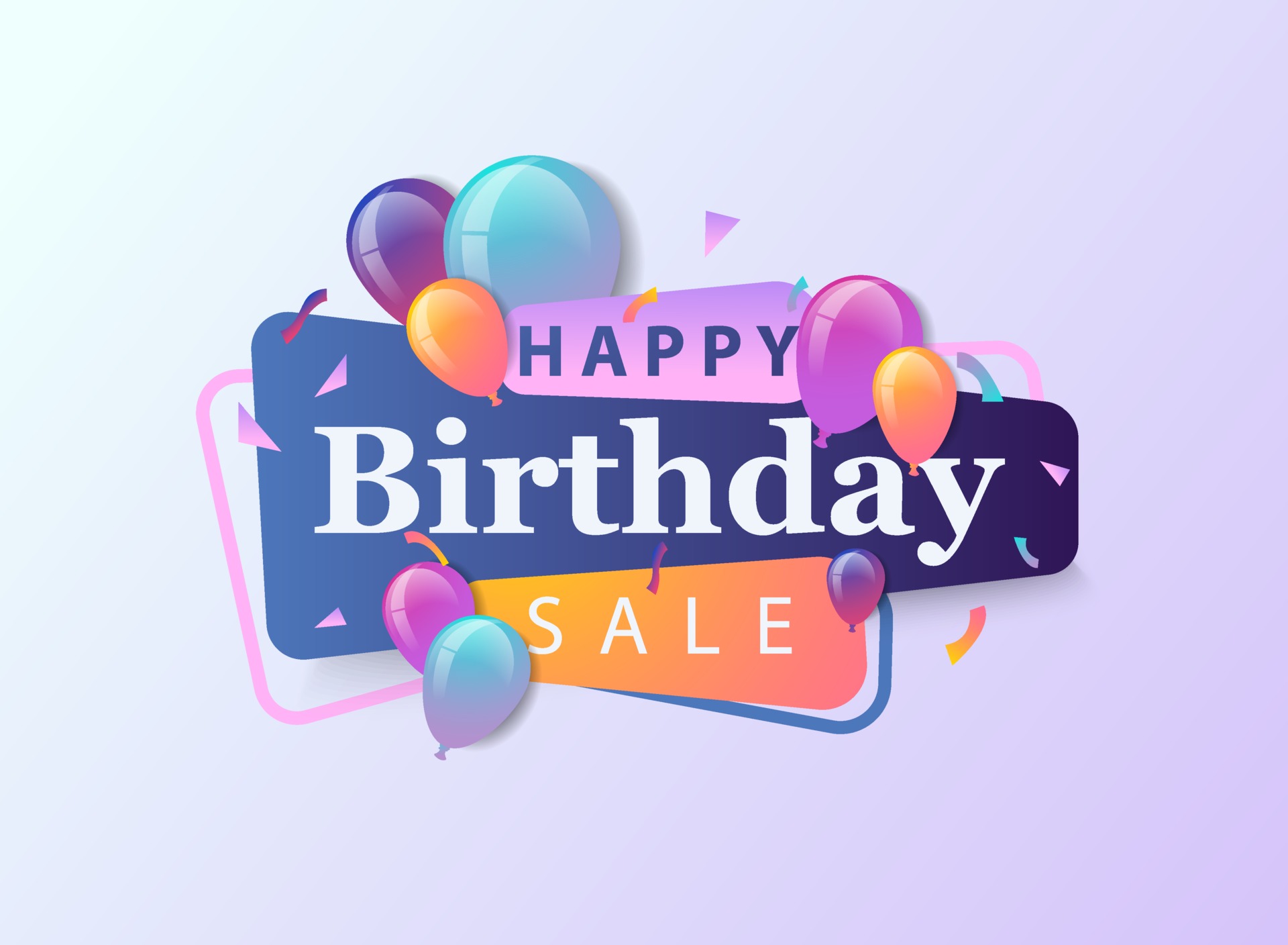Happy Birthday Sale celebration design for greeting card, poster or