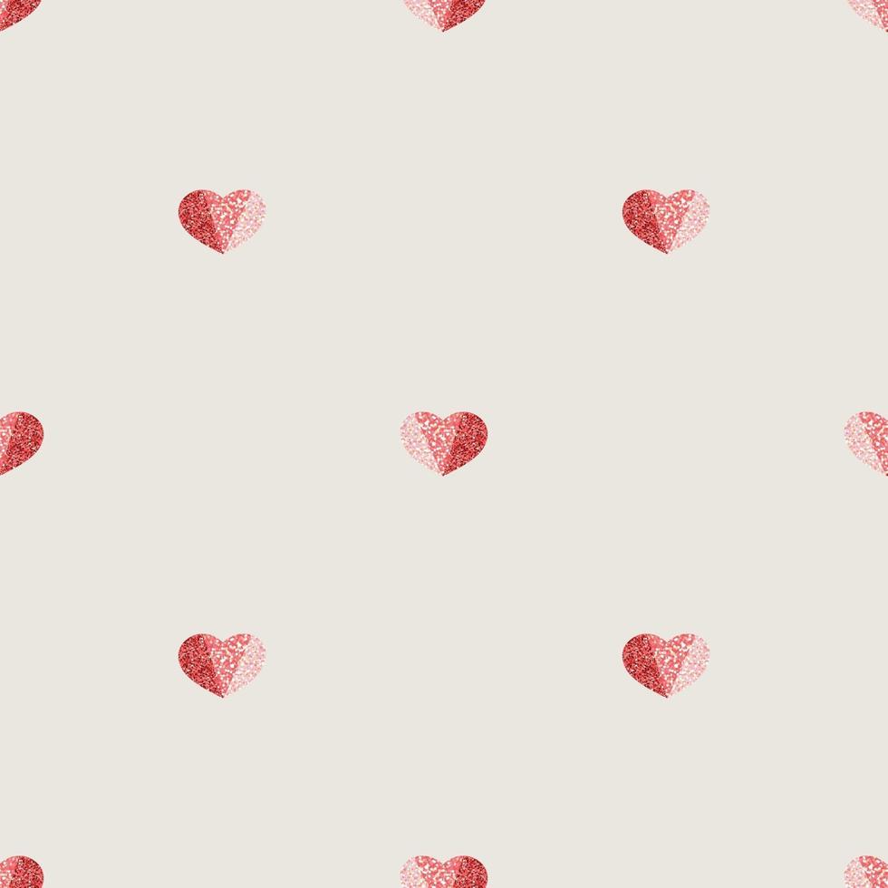 seamless valentine day pattern background with tricolour glitter heart stamp vector