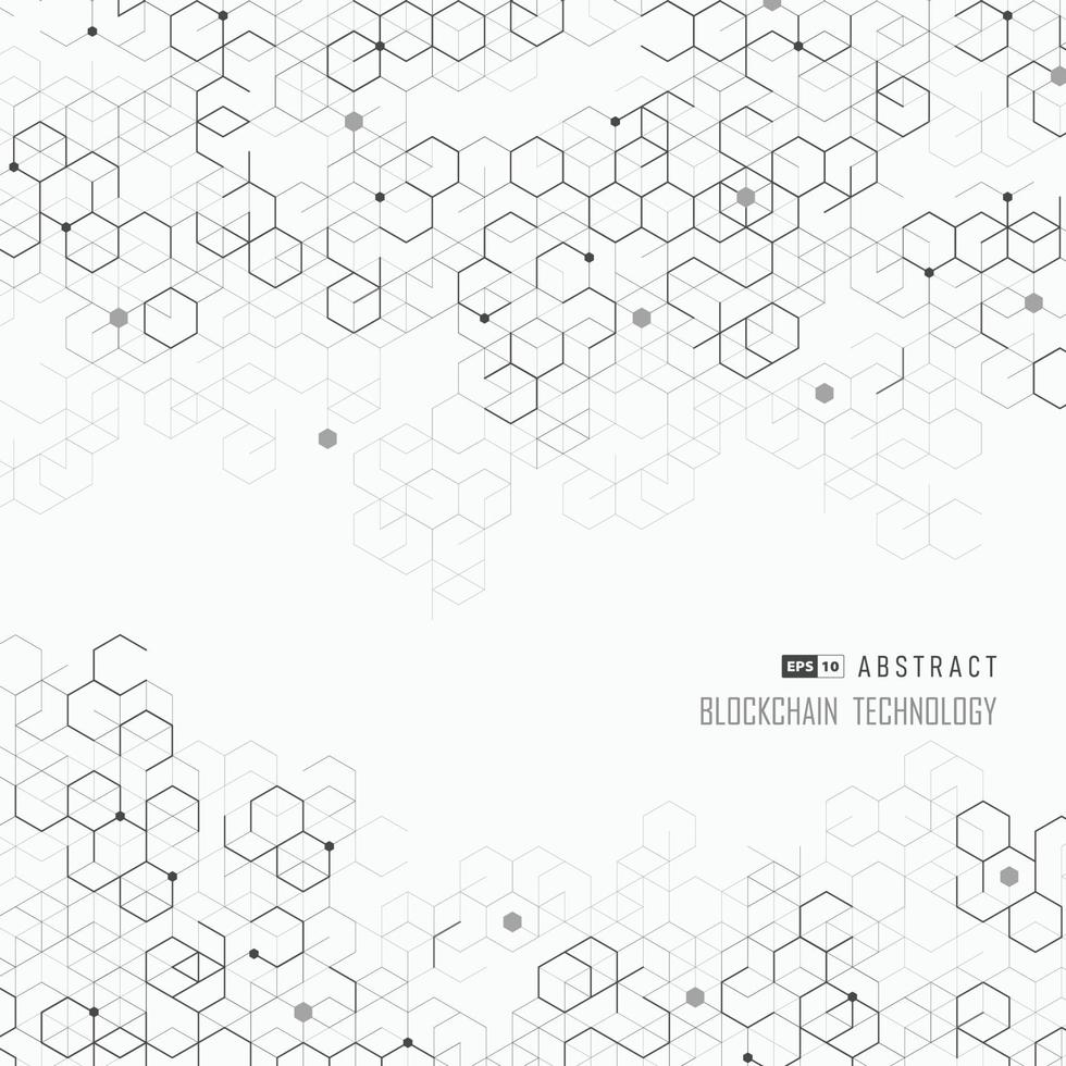 Abstract cover hexagonal geometric of blockchain design artwork. illustration vector