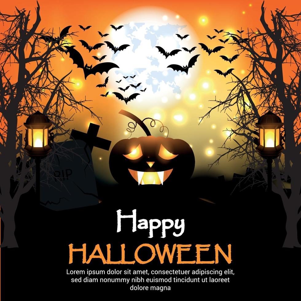 Halloween Party Poster Design with Pumpkins vector