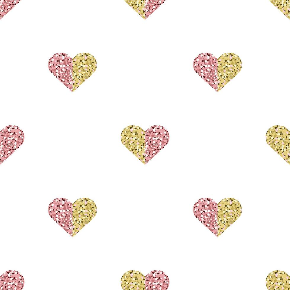 seamless valentine day pattern background with two tone colour glitter heart stamp vector
