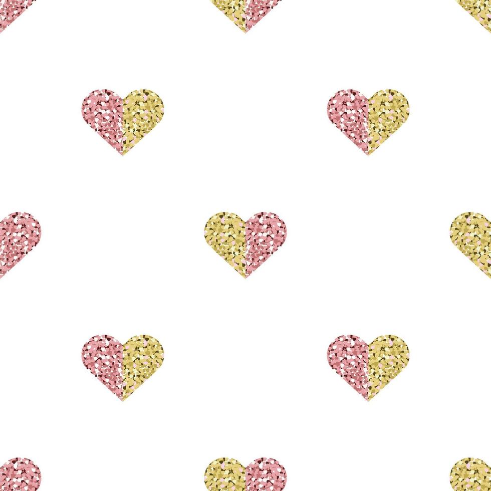 seamless valentine day pattern background with two tone colour glitter heart stamp vector