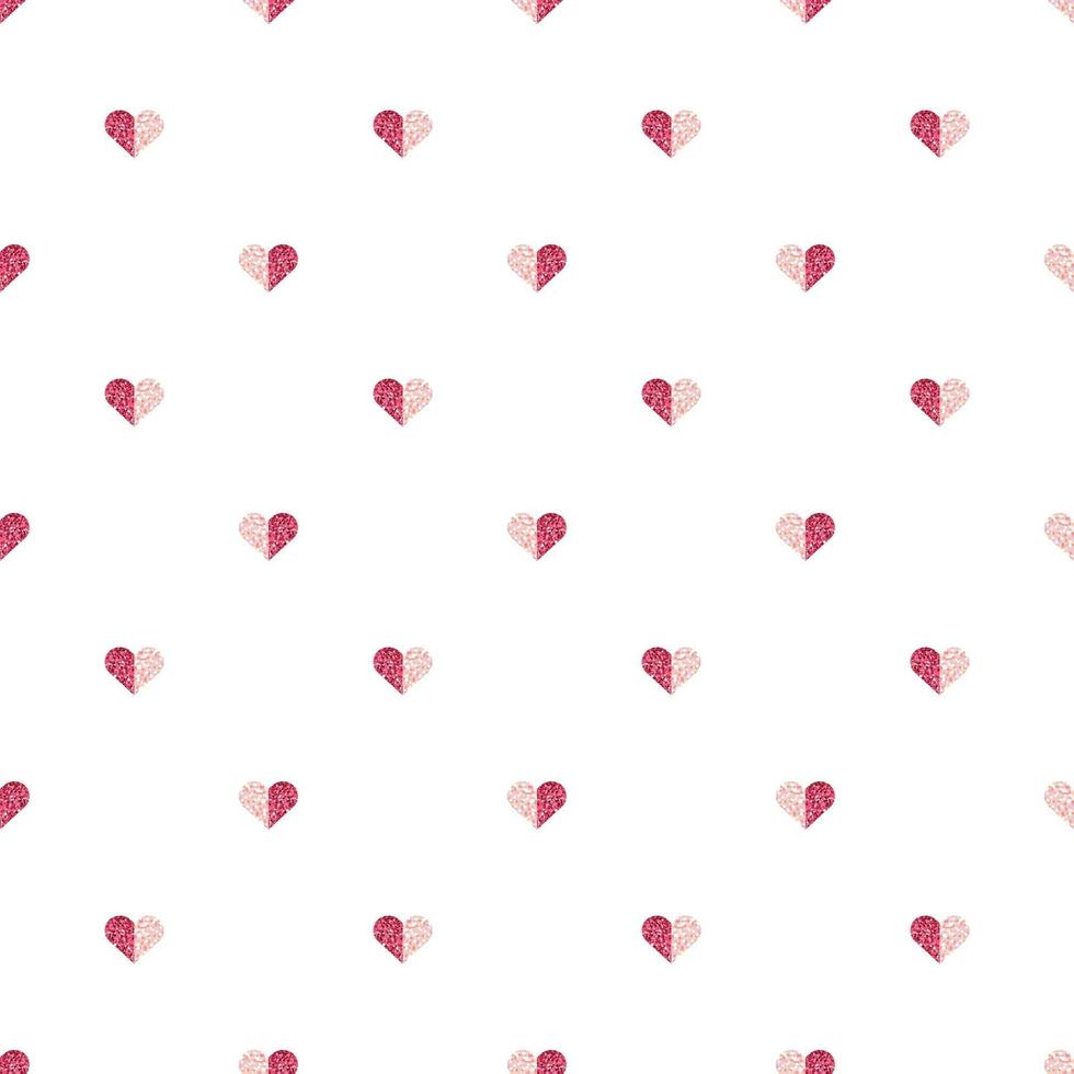 seamless valentine day pattern background with glitter heart stamp vector