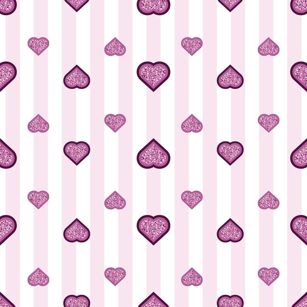 seamless valentine day pattern background with glitter layer heart stamp vector