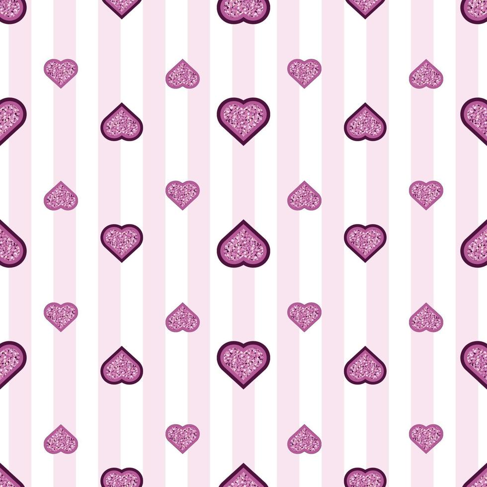 seamless valentine day pattern background with glitter layer heart stamp vector