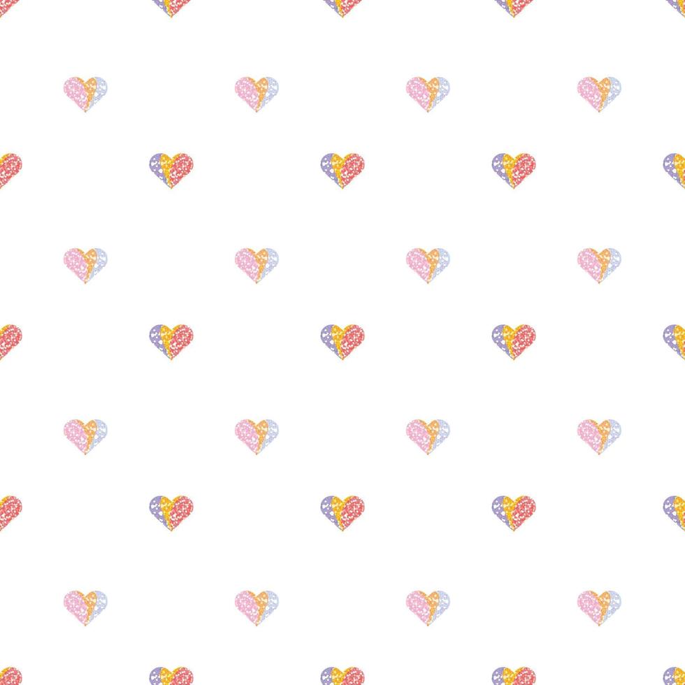 seamless valentine day pattern background with pastel multicolour glitter heart stamp vector