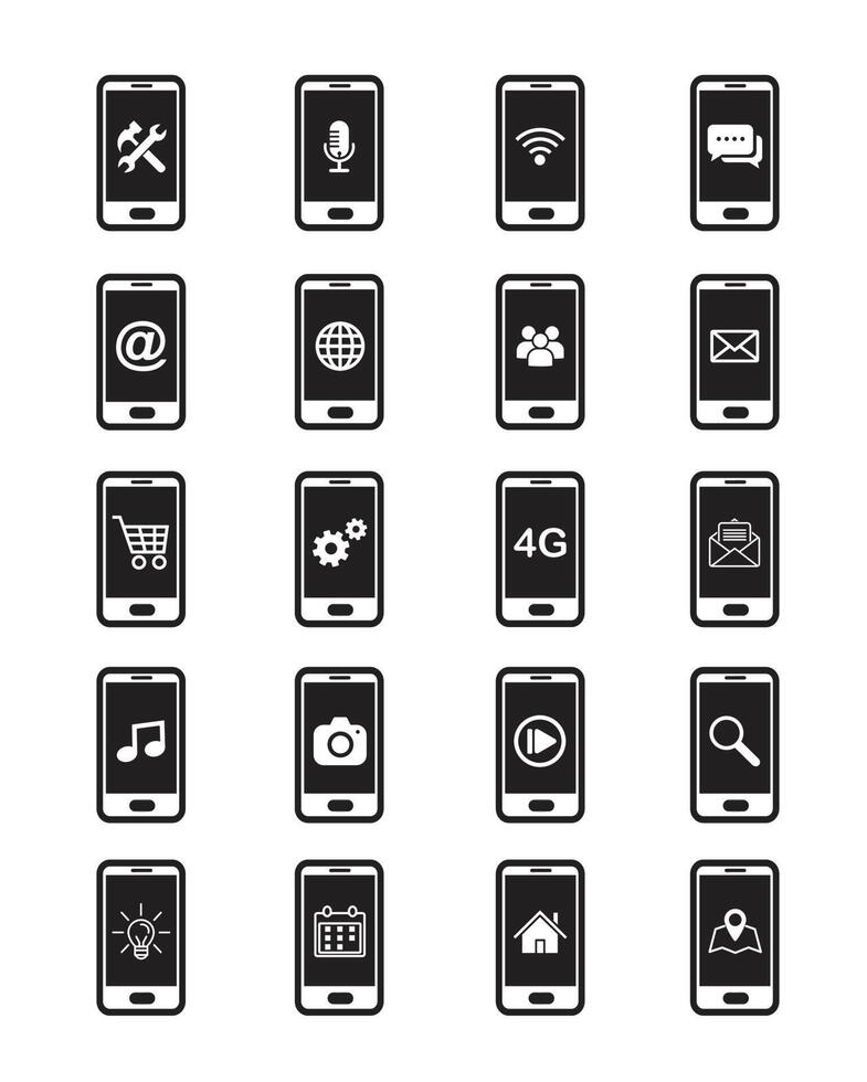 smartphone interface icon set vector