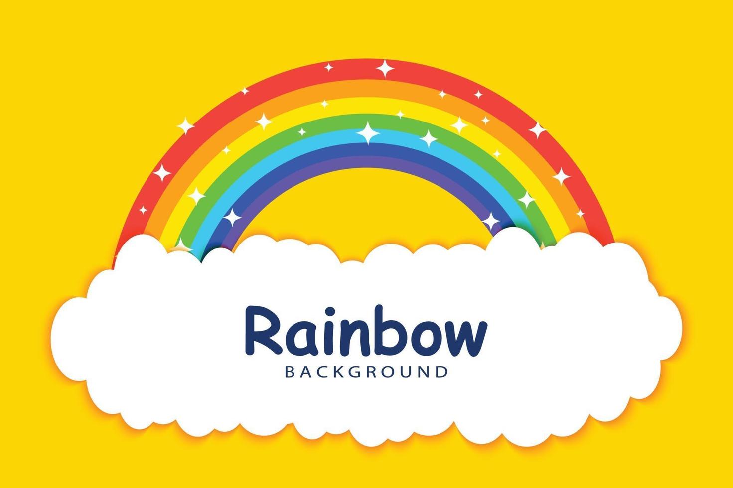 rainbow with clouds background template vector