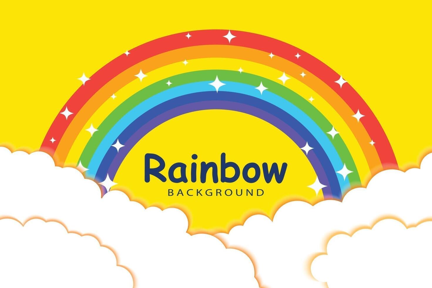 rainbow with clouds background template vector