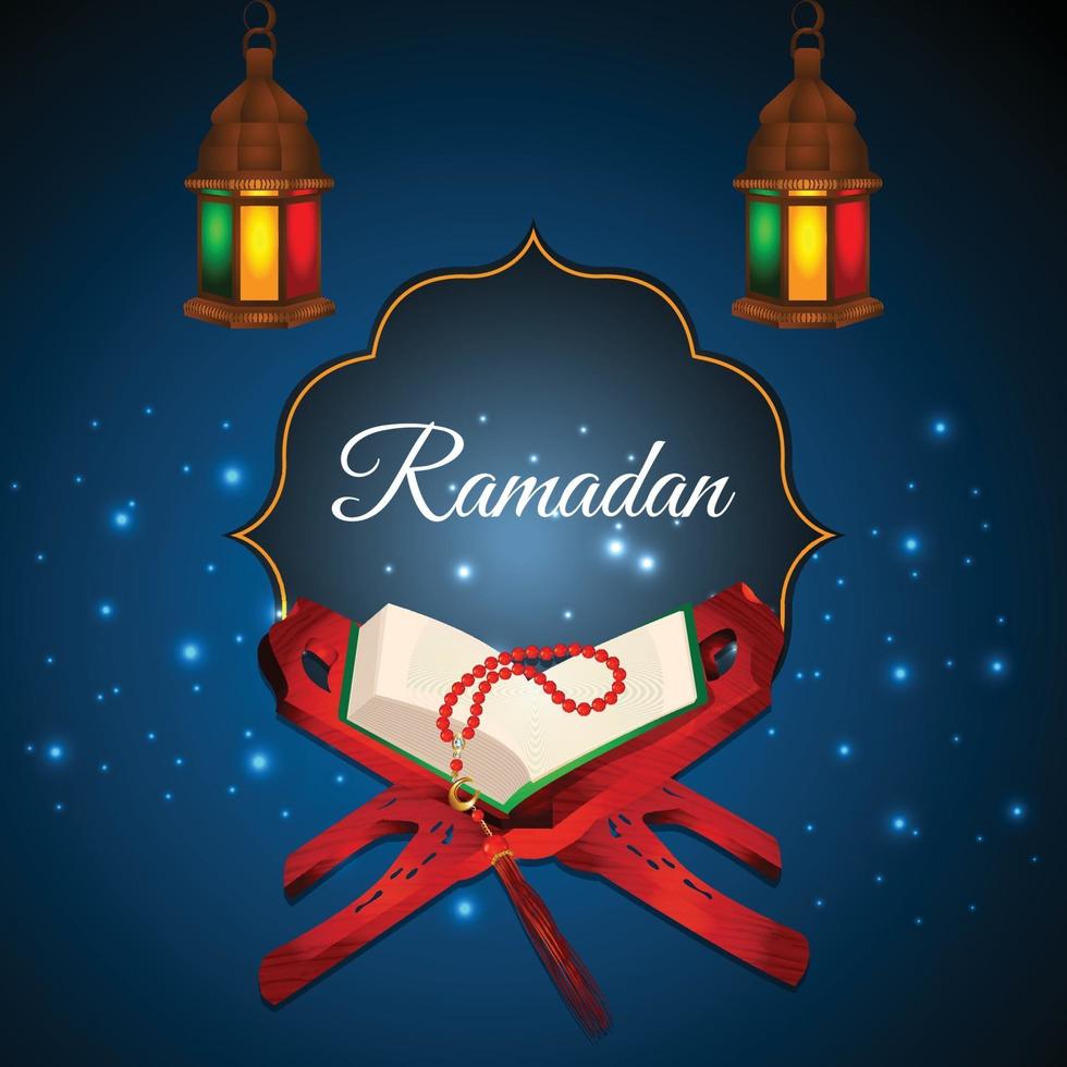 Ramadan kareem creative background with lanterns vector