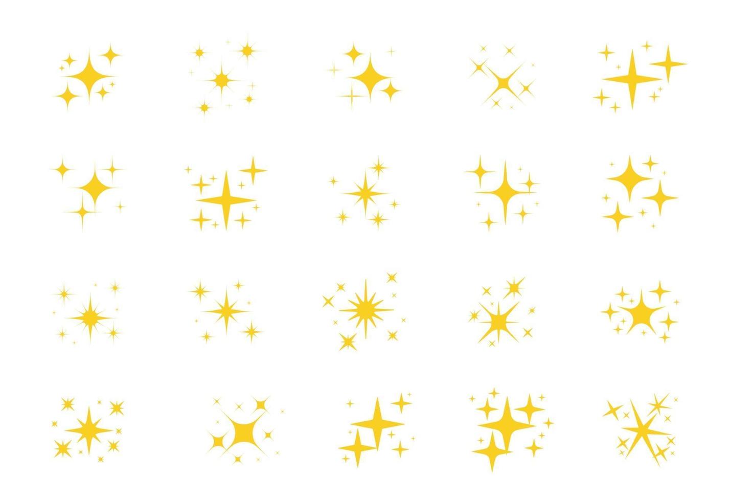 Sparkling stars. A shimmering yellow star and glittering element on white background. vector