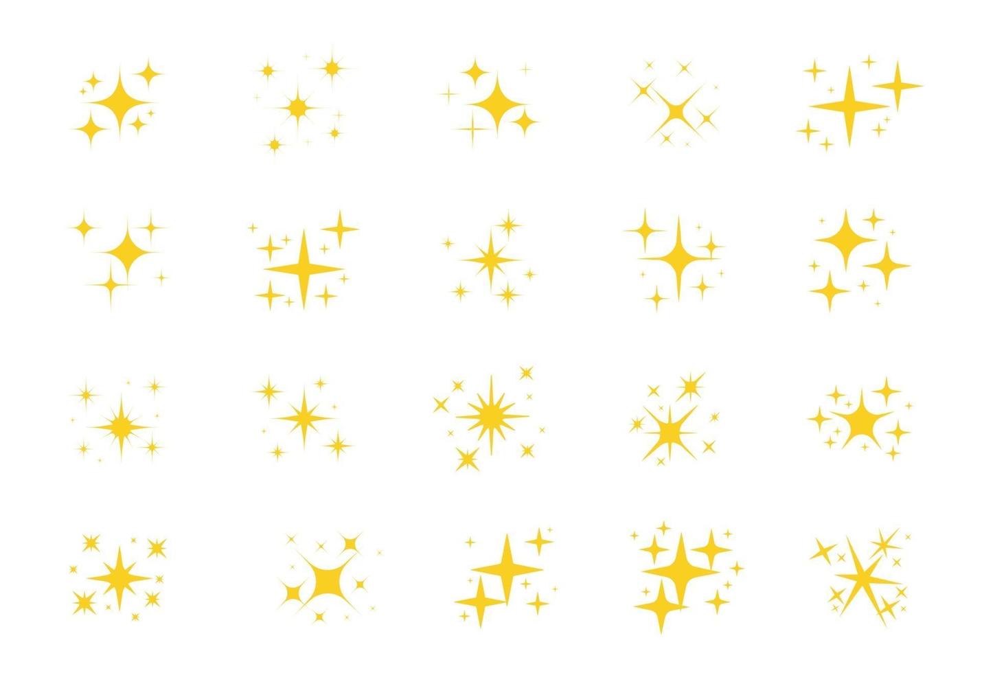 estrellas brillantes. una estrella amarilla reluciente y un elemento reluciente sobre fondo blanco. vector