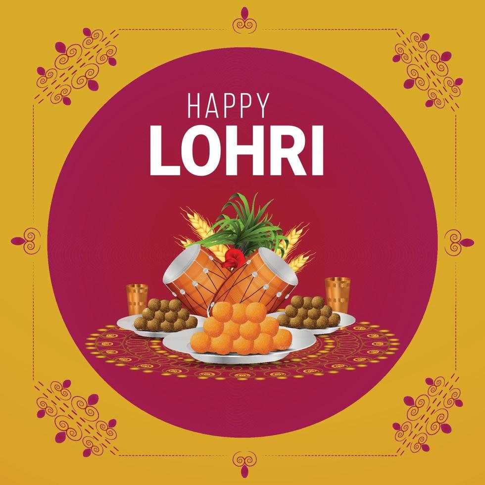 Happy lohri greeting card or banner celebration vector