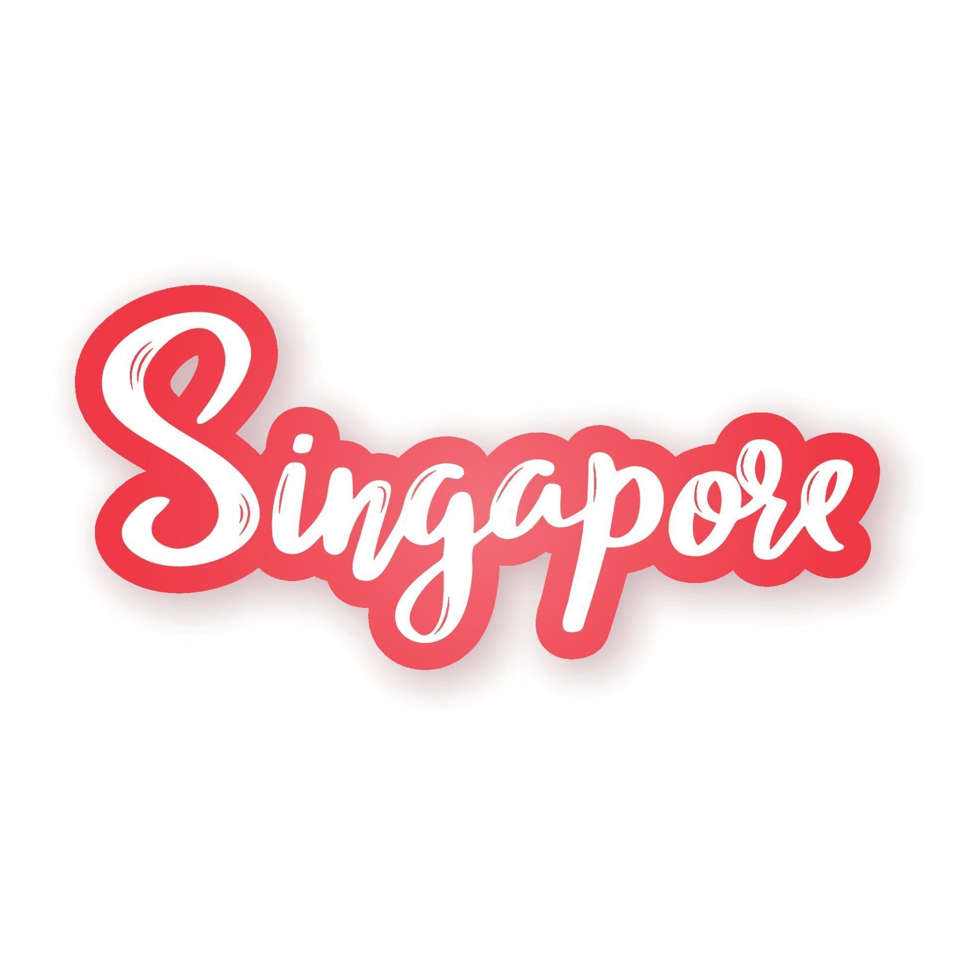 singapur nombre escrito a mano de la capital de singapur. pegatina