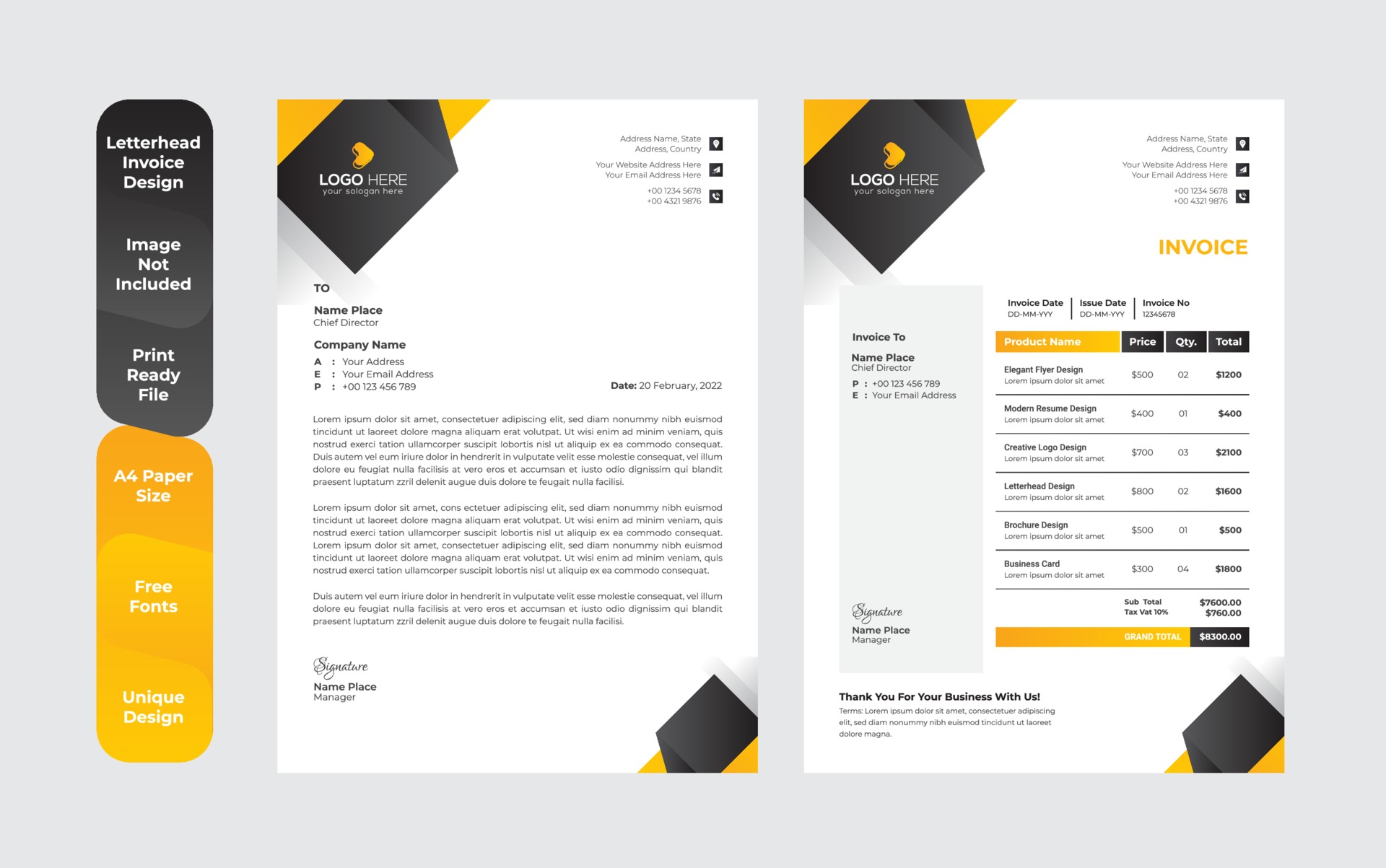 Letterhead design template, modern business letterhead design