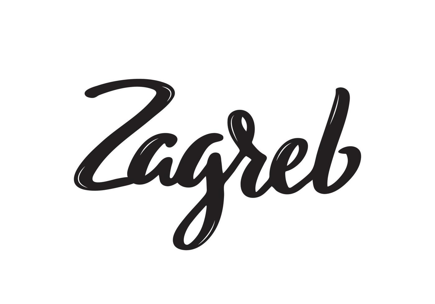 Zagreb handwritten calligraphy name of Croatia city. Hand drawn brush calligraphy. vector