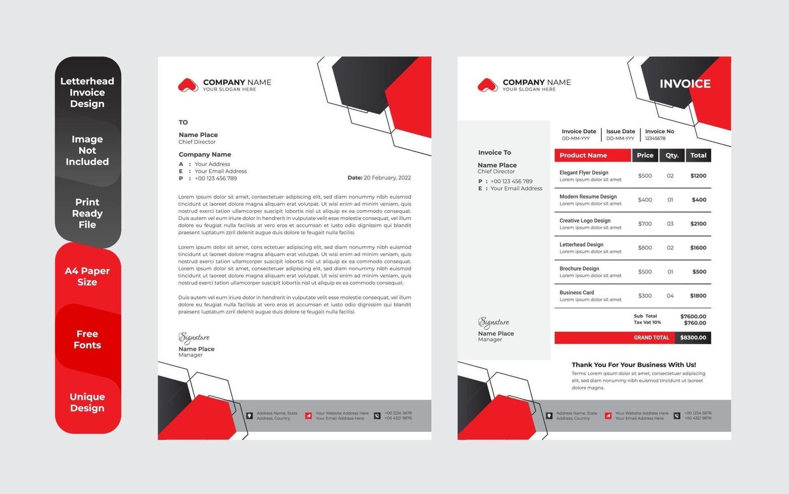 Unique business style letterhead design template set vector