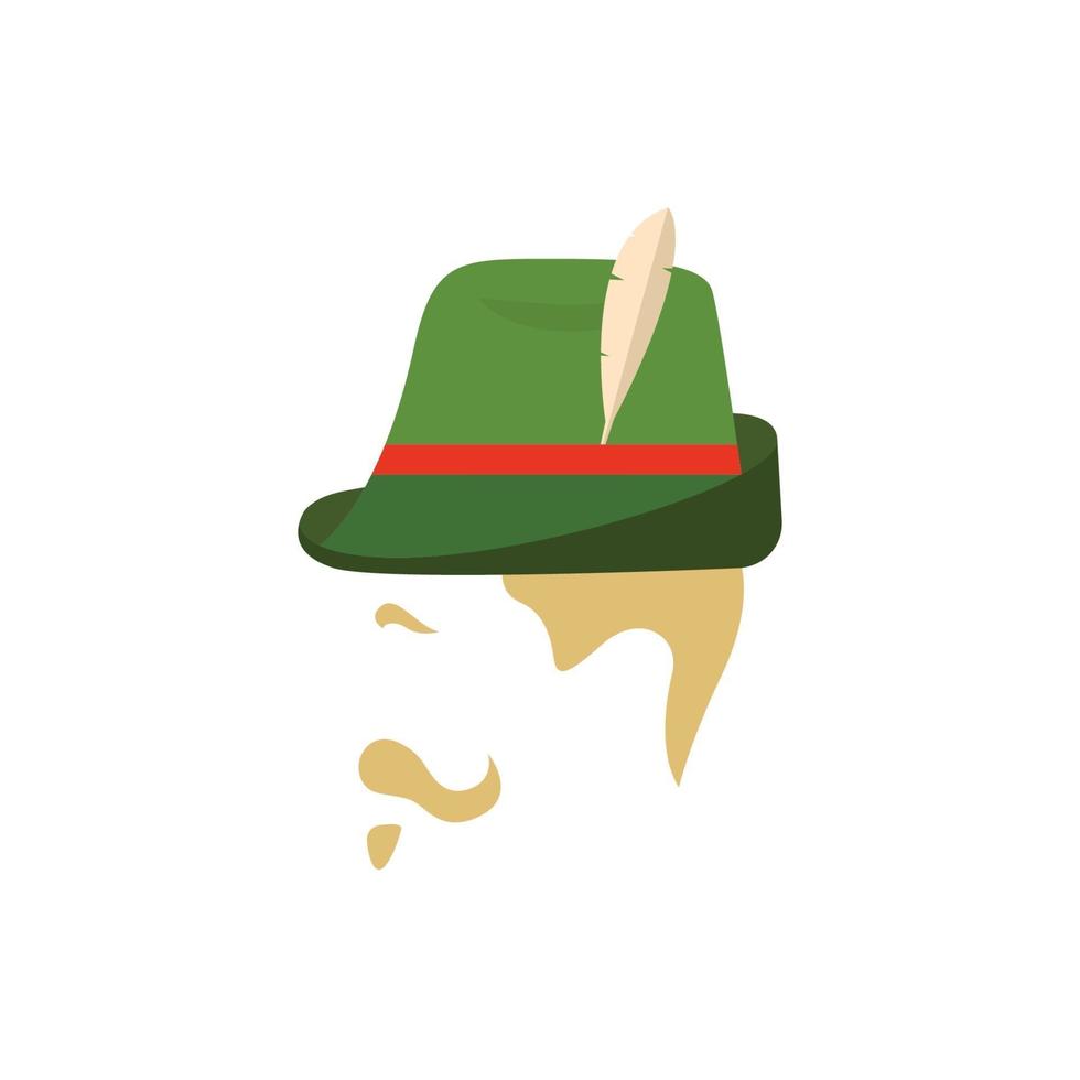 Man with traditional german green hat. vector