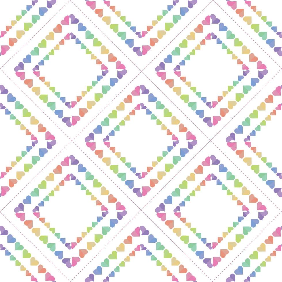 seamless sweet valentine day pattern background with colourful heart frame decor vector