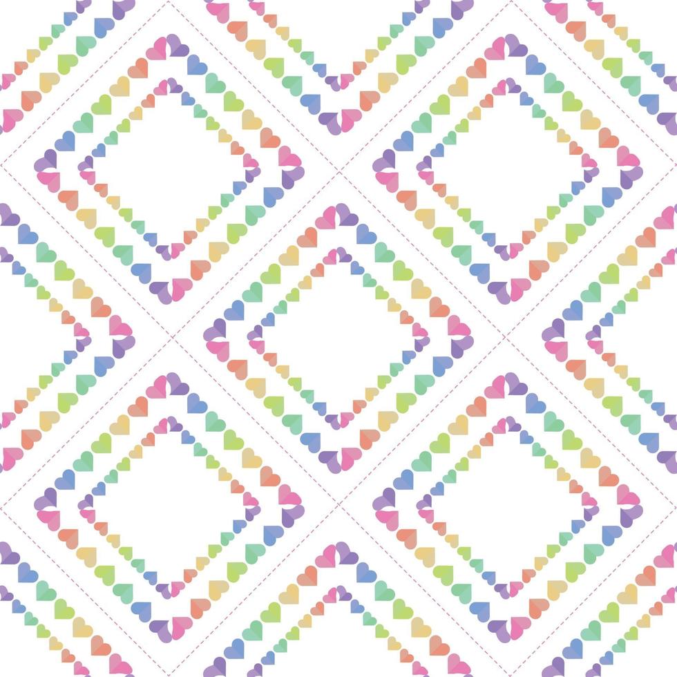 seamless sweet valentine day pattern background with colourful heart frame decor vector