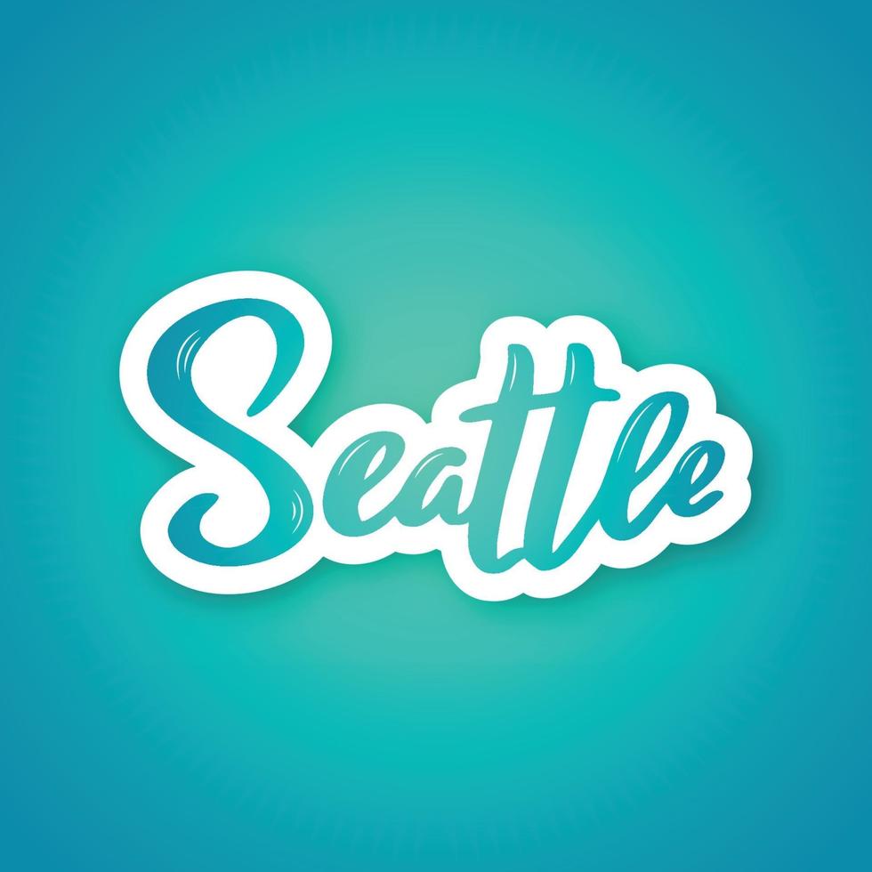 Seattle - handwritten name of the USA city. Sticker with lettering in paper cut style. vector