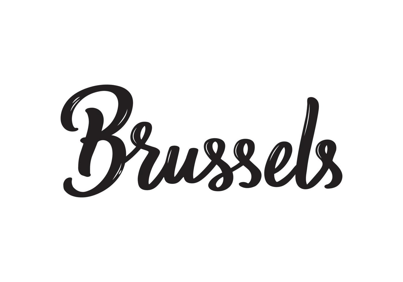 Brussels handwritten calligraphy name of Belgian capital. Hand drawn brush calligraphy. vector