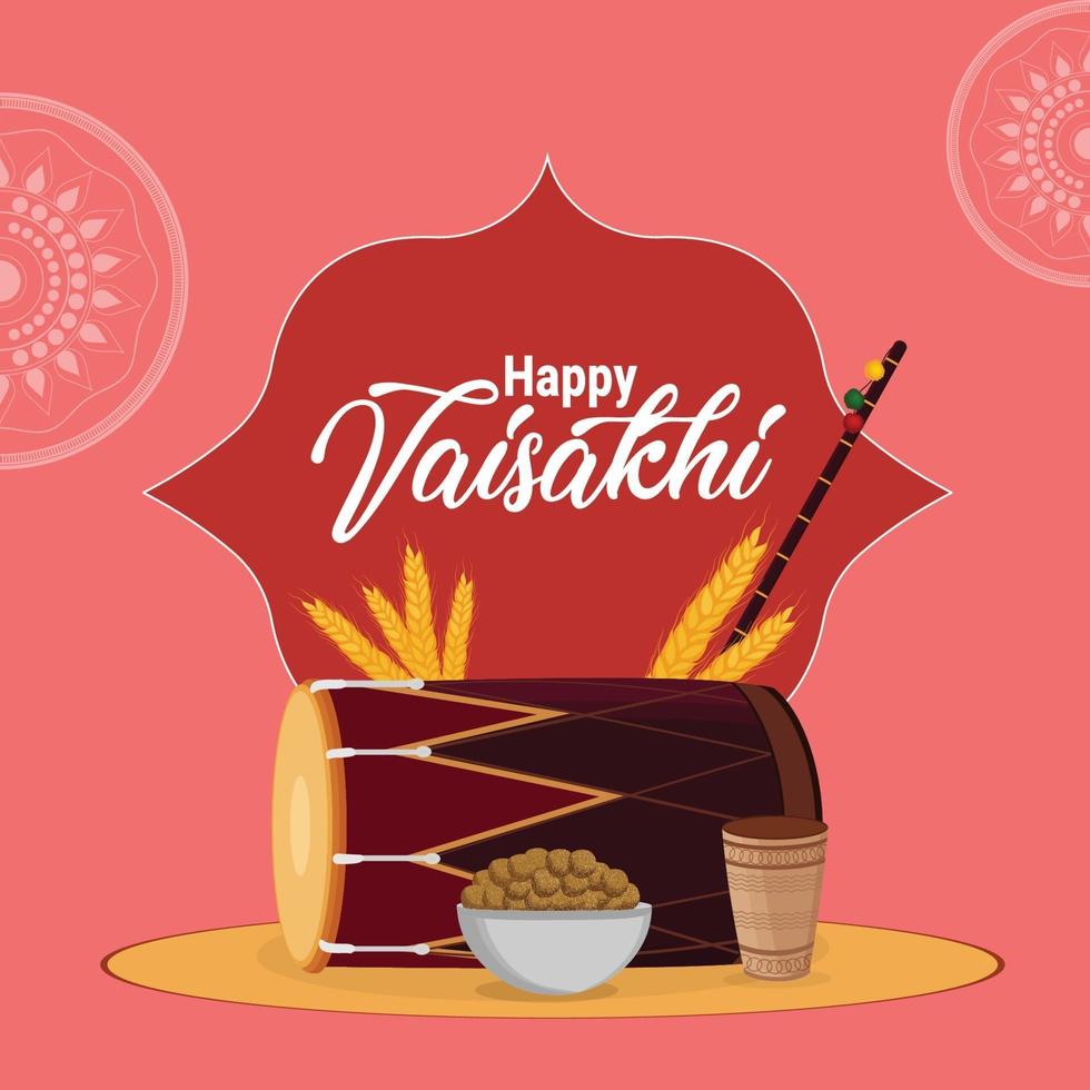 feliz celebración vaisakhi tarjeta de felicitación vector
