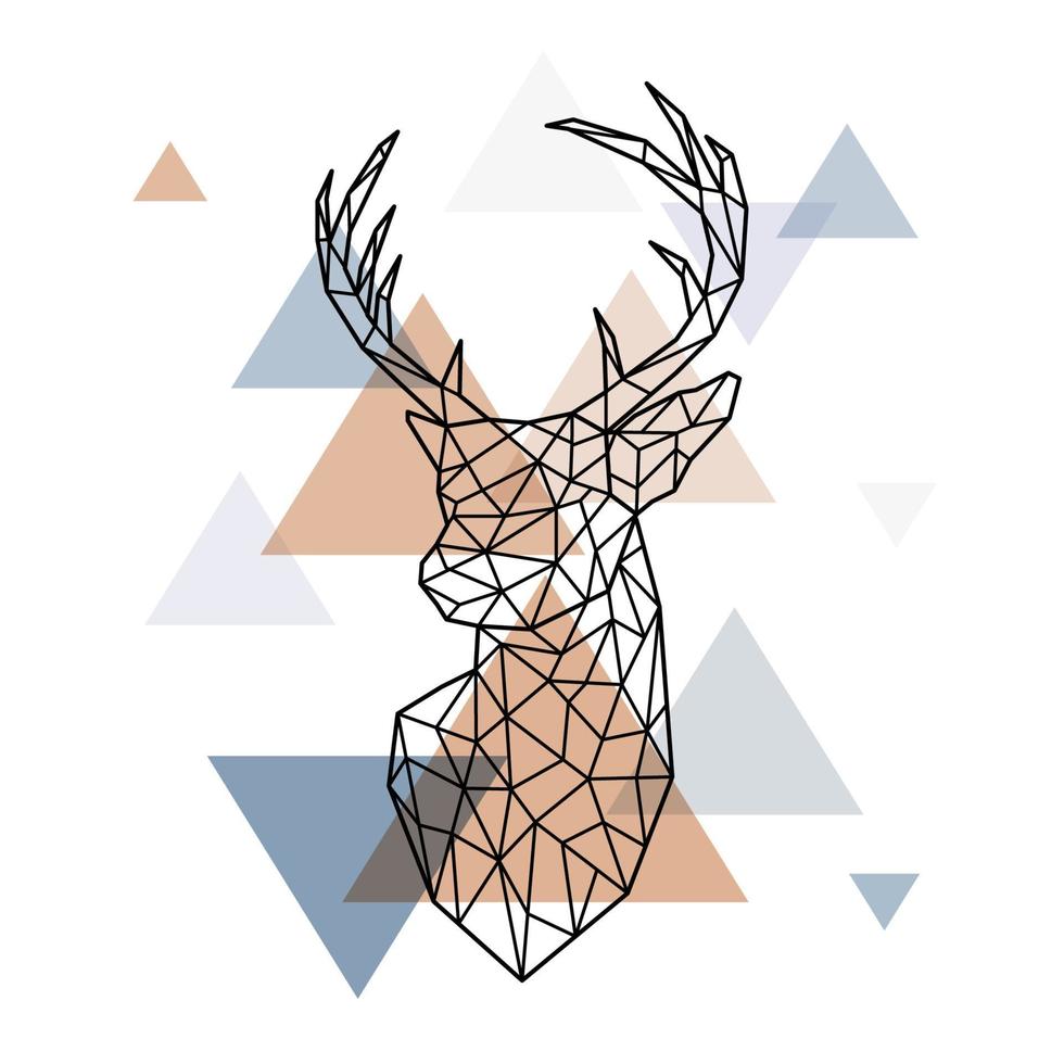 Geometric head of the Scandinavian deer. Polygonal style. vector