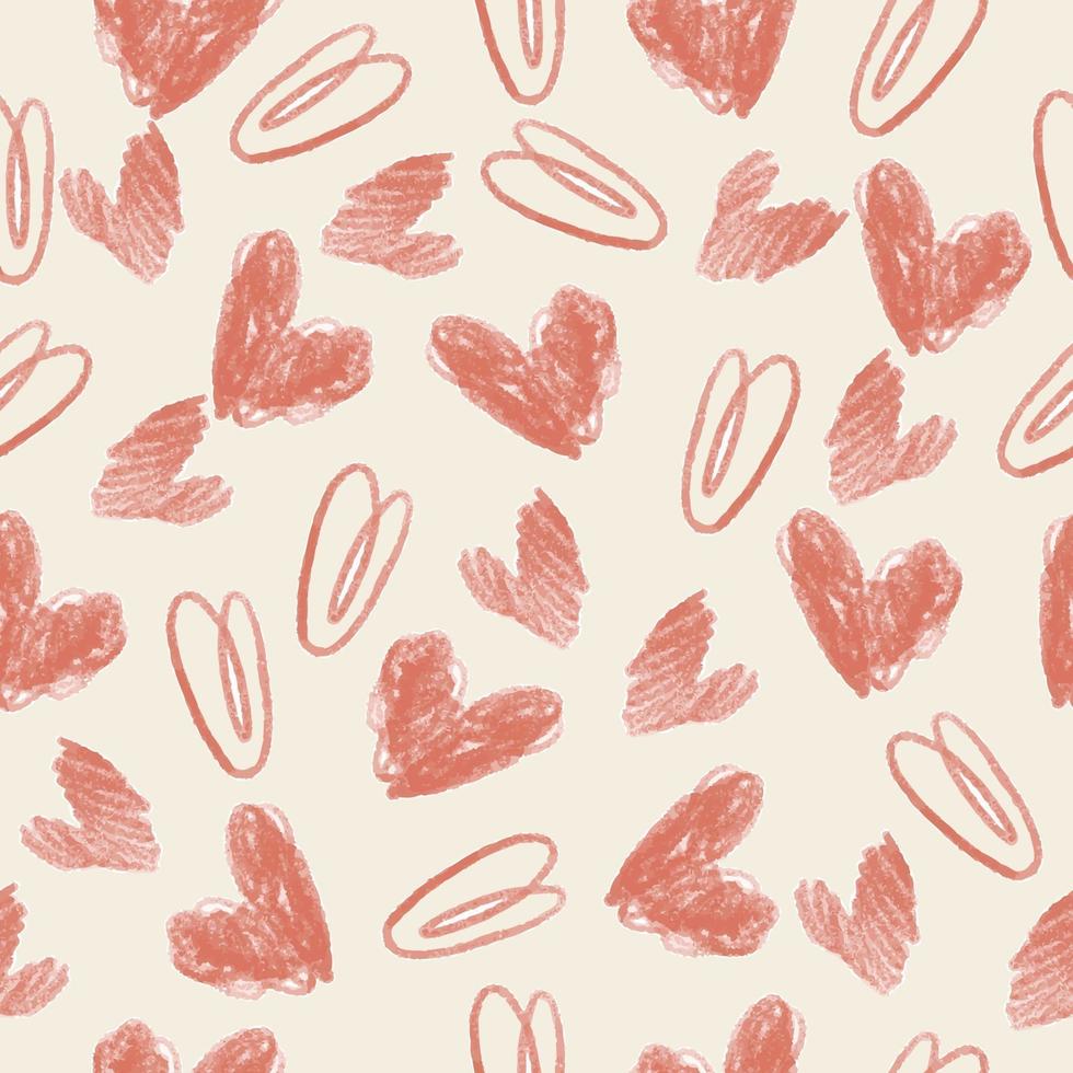 seamless valentine day pattern background with hand draw pink heart vector
