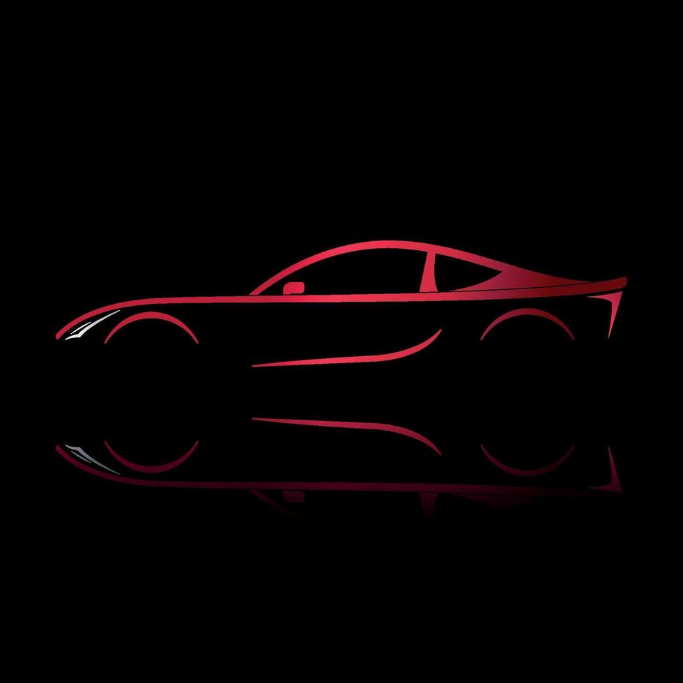 Red sports car. Silhouette on black background. vector